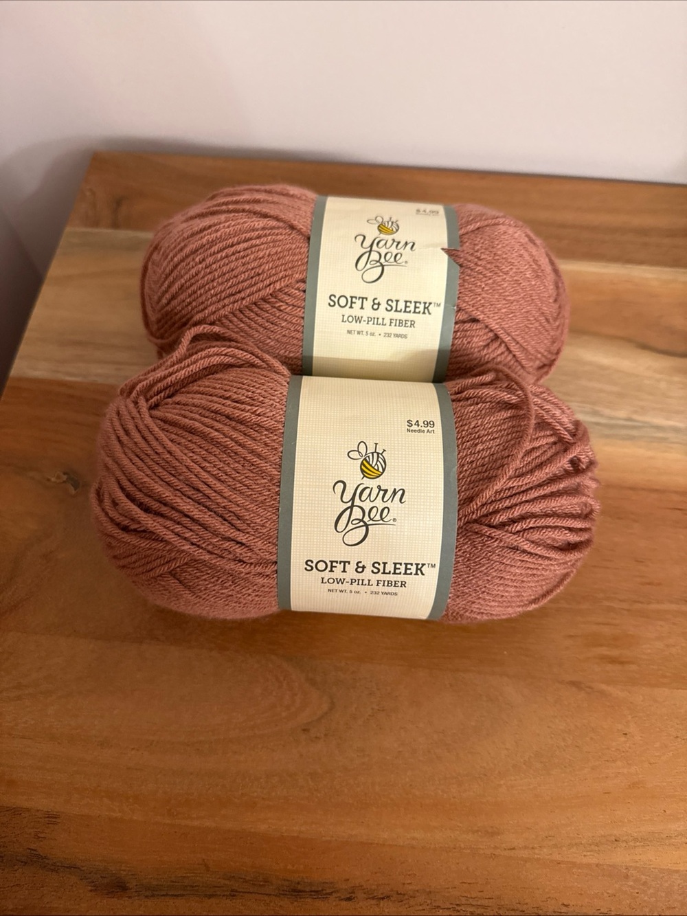 Yarn Bee Soft & Sleek Yarn New Skein Lot of 2 Mauve #635 Lot 656500